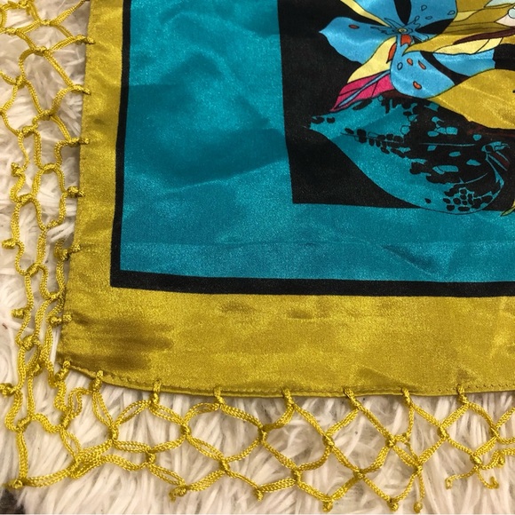 Floral Acrylic Fringe Scarf Multi Color - Picture 3 of 12